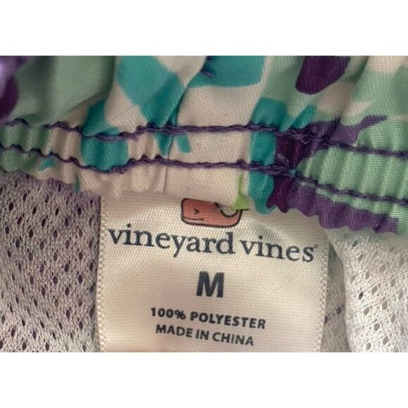 Vineyard Vines Chappy 90's Vibe Swim Trunks Purple Multicolor Men's Size M + Bag - Picture 7 of 10